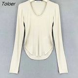 Long Sleeve Tshirt Women 2023 Fashion Slim White Woman Tshirts Tops High Elasticity Thin Skinny Tee Shirt Blusas