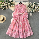 Court Style Dress Spring Dress Design Retro Print Long High-End Temperament Dress