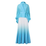 African Women's Autumn Large-Size Fashion Elegant Bat Sleeve Top Gradually Changed Half-Dressed Skirt