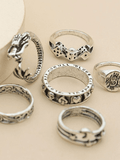 6pcs Vintage Skull Ring-Outfit