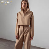 Fashion Straight Pants Set Woman 2 Pieces Casual High Waist Trousers Suits Elegant Shirt Two Piece Pants Set
