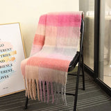 Winter Color Block Thickened Scarf Shawl Female Korean Style Versatile Four Color Gradient Tie Dye