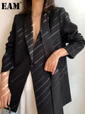 Women Black Vintage Irregular Blazer New Notched Collar Long Sleeve Loose Fit Jacket Fashion Spring Autumn 2023
