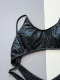 Toloer Swimwear Sexy Black Snake Print Swimsuit Bikini D528WY-Outfit