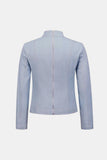 Detail Mock Neck Zip-Back Denim