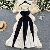 Elegant Sexy Sling Dress Women's Holiday Wind Waist Lotle Side Dress Dress