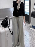 Niche Thin Temperament Zipper Loose Knitted Jersey Spring And Autumn Black Coat