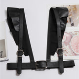 Pu Leather Black Buckle Ruffles Split Joint Wide Belt Personality Women New Fashion Tide All-match Spring 2022