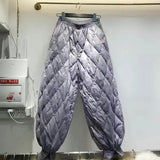 2022 Women Winter Warm Pants Thicken Elastic High Waist Long Harem Pants Windproof Big Pockets Casual Cotton Pad