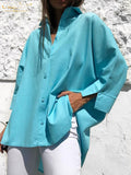 Fashion Yellow Linen Shirts Button Lapel Top Lady Loose Long Sleeve Oversized Shirt Womens Blouses Autumn Blusas