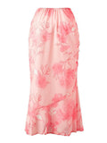 Chiffon Floral Print Midi Skirt-Outfit