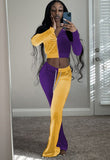 Contrast Color Velour Zipper