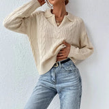 And Winter New Lace V-Neck Marinde Jersey Casual