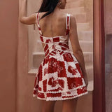 Dress Fashion Sling Positioning Print Three-Dimensional Lace