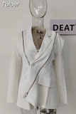 Asymmetrical Women's Blazer New Notched Loose Single Breasted Metal Zipper Long Sleeve Suit jackets Tide Autumn 2023