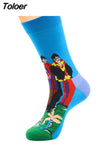 6 pair/lot style Cool Men Novelty funny socks Interesting pattern combed cotton Colorful Happy socks big size crew