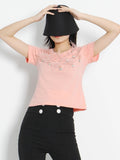 Patchwork Feathers T Shirt For Women Loose Diamonds O Neck Short Sleeve Skinny Tees Tops Female 2022 Summer