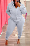 Casual Plus Size Beaded Mounth Long Sleeve Hoodies And Sweatpants 2 Piece Jogger