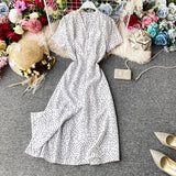 Red elegant sexy Dress women 2022 Summer Autumn V-neck polka dot midi dress waist split dress vestidos de fiesta