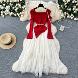 Gentle Wind Three-Dimensional Flower Collar Long Sleeve Knitted Mesh Tau Coop Ponopne Irregular Fairy