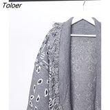 Bohemian Bandana Cashmere Cardigan Women Jacket Sweater Autumn Winter Tassel Lapel Belt Long Sleeve Sweater