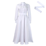 Women's Clothing 2025 Autumn New Large Swing Solid Color Collar Long Sleeve A Dress African