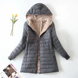 2022 Women Thick Fleece Hooded Coats Warm Jacket Loose Long Sleeves Pocket Ladies Elegant Autumn Winter
