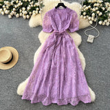 High-End Temperament Dress Women 2025 Summer Fashion Strap To Single Buckle Embroidery Mesh