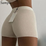 Casual Fashion White Black High Waist Women Knitted Biker Bodycon Shorts Summer Cotton Sweat Mini Sexy Shorts