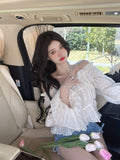 Party Sannian Women Blouse 2022 Early Spring New One-shoulder Beautiful Small Shirt Short Chiffon Shirt Women Clothes