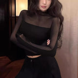 2025 New Sweet Girl Lace Splicing Bow Long-Sleeved T-Shirt Girl Body One-Word