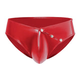 Toloer Men's PVC Bright Leather Triefs Sexy Open File Lekhoers Size Accurate No Odor-Outfit