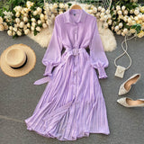 Bohemian Floral Dot Dress Women Sweet Puff Sleeve V Neck A-line chiffon Dresses Summer Ruffles Beach
