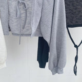 Aesthetic Tie Knitted Cardigan-Outfit