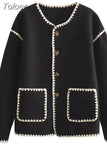 MODA 2023 Autumn Women Fashion Loose Jackets Coat Elegant Long Sleeve Pocket Single Breasted Jacket Female Chic Outwear