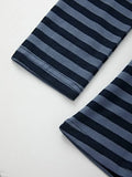 Striped V Neck Long Sleeve Tee-Outfit