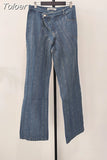 2023 Autumn New Women's Denim Flare Pants Botton Striped Zippers Slim High Waist Irregular Jeans Fashion Female Tide