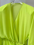 TWOTWINSTYLE Patchwork Feathers Dress For Women V Neck Long Sleeve High Waist Ruched Irregular Hem Mini Dresses Female