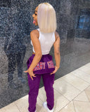 Letter Print High street Sweatpants Women Fashion High Waist Trouser Joggers Pants Drawstring Trousers Harem Pants