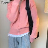 Turtleneck Zipper Cardigan Women Autumn Winter Long Sleeve Knitted Pink Cardigans Woman 2023 Korean Solid Color