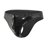 Toloer Men's Close-Fitting Patent Leather Briefs Sexy Open File Leakhosen Size Accurate No Odor-Outfit