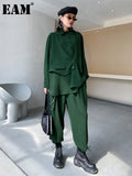 Wide Leg Pants Irregular Big Size Two Piece Suit New Lapel Long Sleeve Loose Fit Women Fashion Spring Autumn 2023