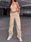 Rockmore Baggy High Waist Jeans Woman 90s Streetwear Straight Cargo Pants Casual Mom Boyfriend Wide Leg Denim Trousers