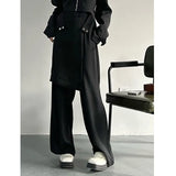 Wide Leg Pants Irregular Two Piece Suit New Lapel Long Sleeve Black Loose Fit Women Fashion Spring Autumn 2023