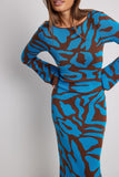 Women's Sexy Knitted Leopard Print Long-Sleeved Dress Sweater Long