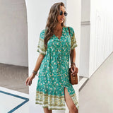 Mini Dresses for Women Party 2021 Summer V-Neck Ruffles Sexy Dress Ladies Short Sleeve Casual Holiday Boho Dress