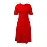 Dress Women's Dress 2025 Summer Short Sleeve High-Waisted Yellow Folded Dress African Large-Size
