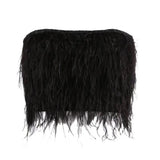 Patchwork Feathers Vest For Women Strapless Solid Minimalist Tank Tops Female Summer Fashion Clothes New 2022
