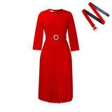 Women's Clothing 2025 Autumn New V-Neck Fashion Temperament Elegant Folding Skirt