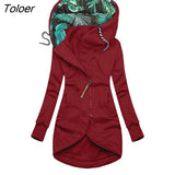 Coat Irregular Hem Cardigan Hooded Great Stitching Lady